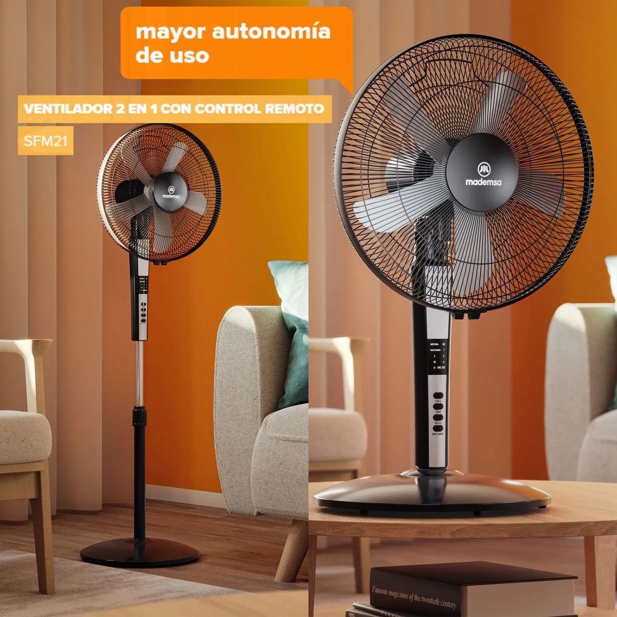 MADEMSA - Ventilador Pedestal Mesa Mademsa 2 En 1 C Control Sfm21 55w