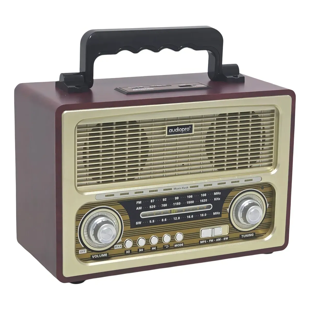 AUDIOPRO - RADIO RETRO BT VINTAGE AUDIOPRO PORTÁTIL AP02055 COLOR CAFE