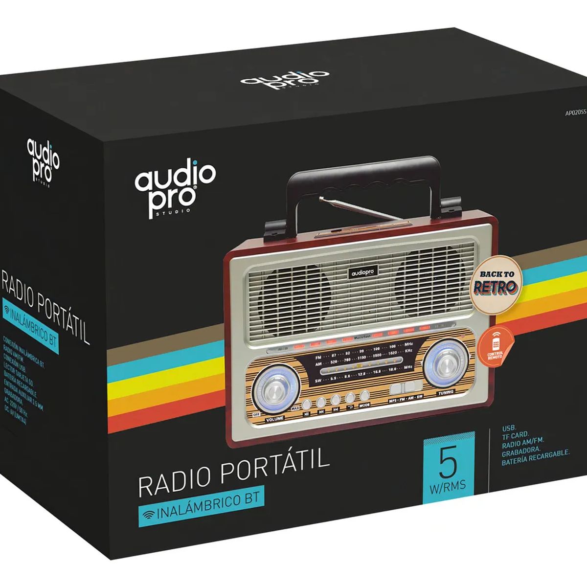 AUDIOPRO - RADIO RETRO BT VINTAGE AUDIOPRO PORTÁTIL AP02055 COLOR CAFE