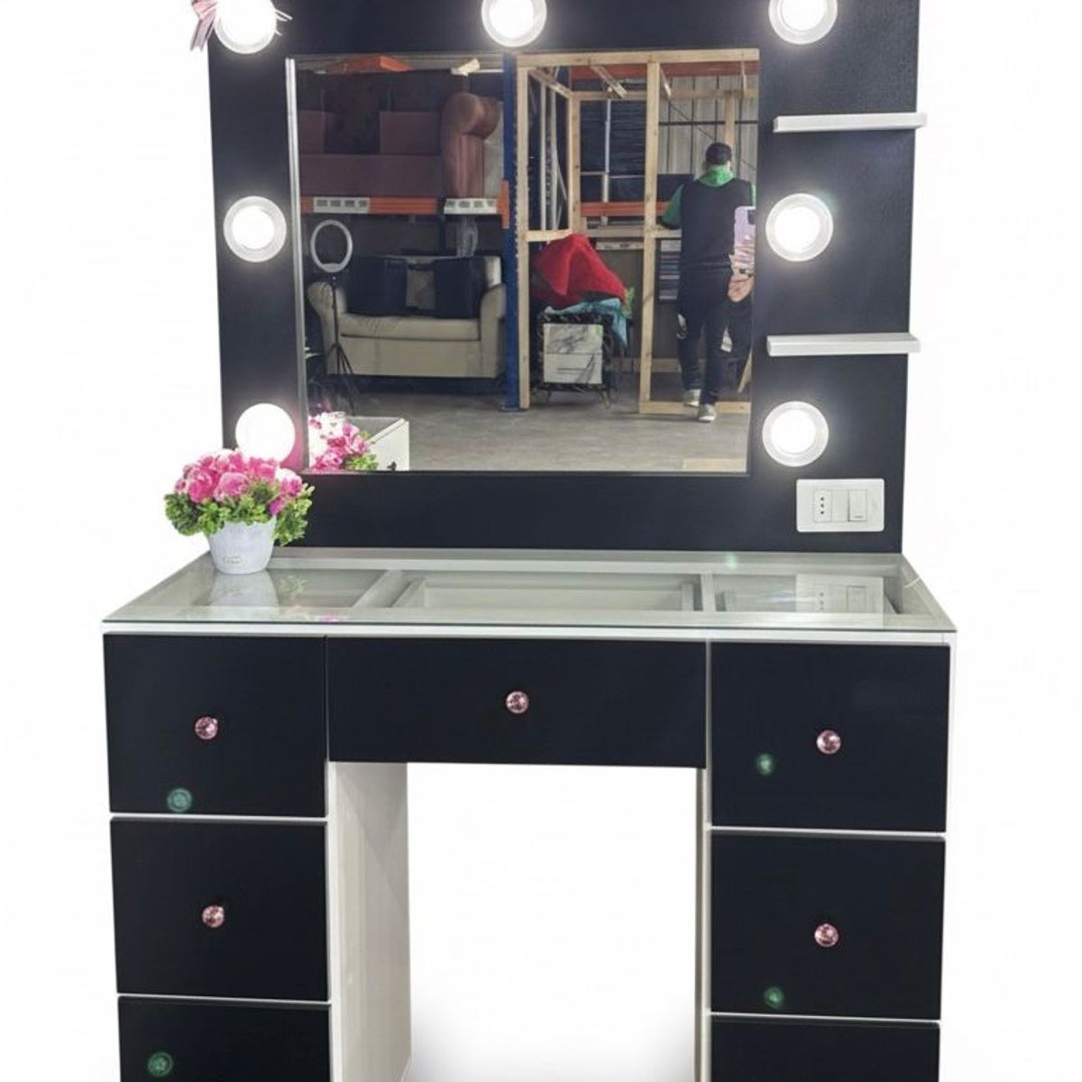 GENERICO - TOCADOR CON LUCES ESTILO HOLLYWOOD 7 CAJONES