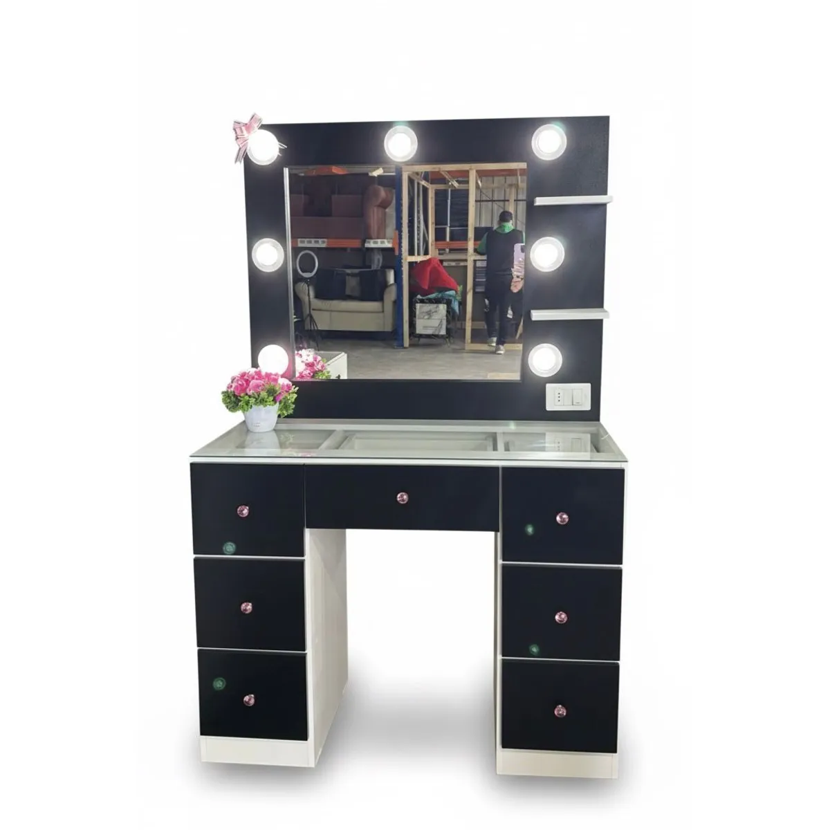 GENERICO - TOCADOR CON LUCES ESTILO HOLLYWOOD 7 CAJONES