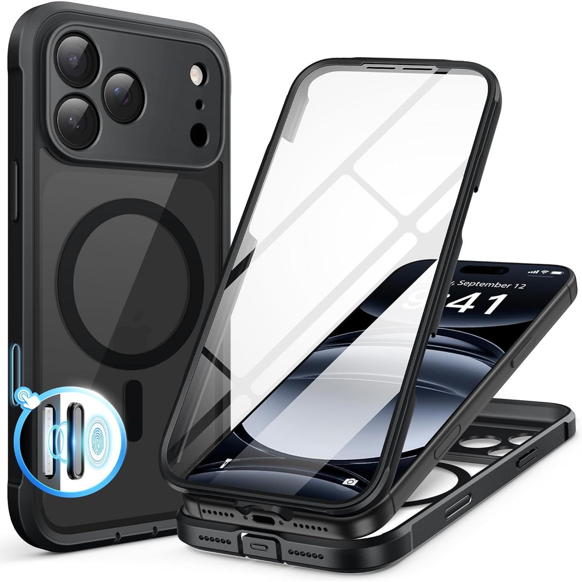 GENERICO - Carcasa 360° Para Iphone 17 Pro Max Antigolpes Negro