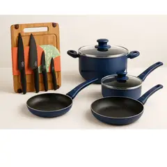 ILKO - Juego Ollas Cocina Granito Navy 11 piezas