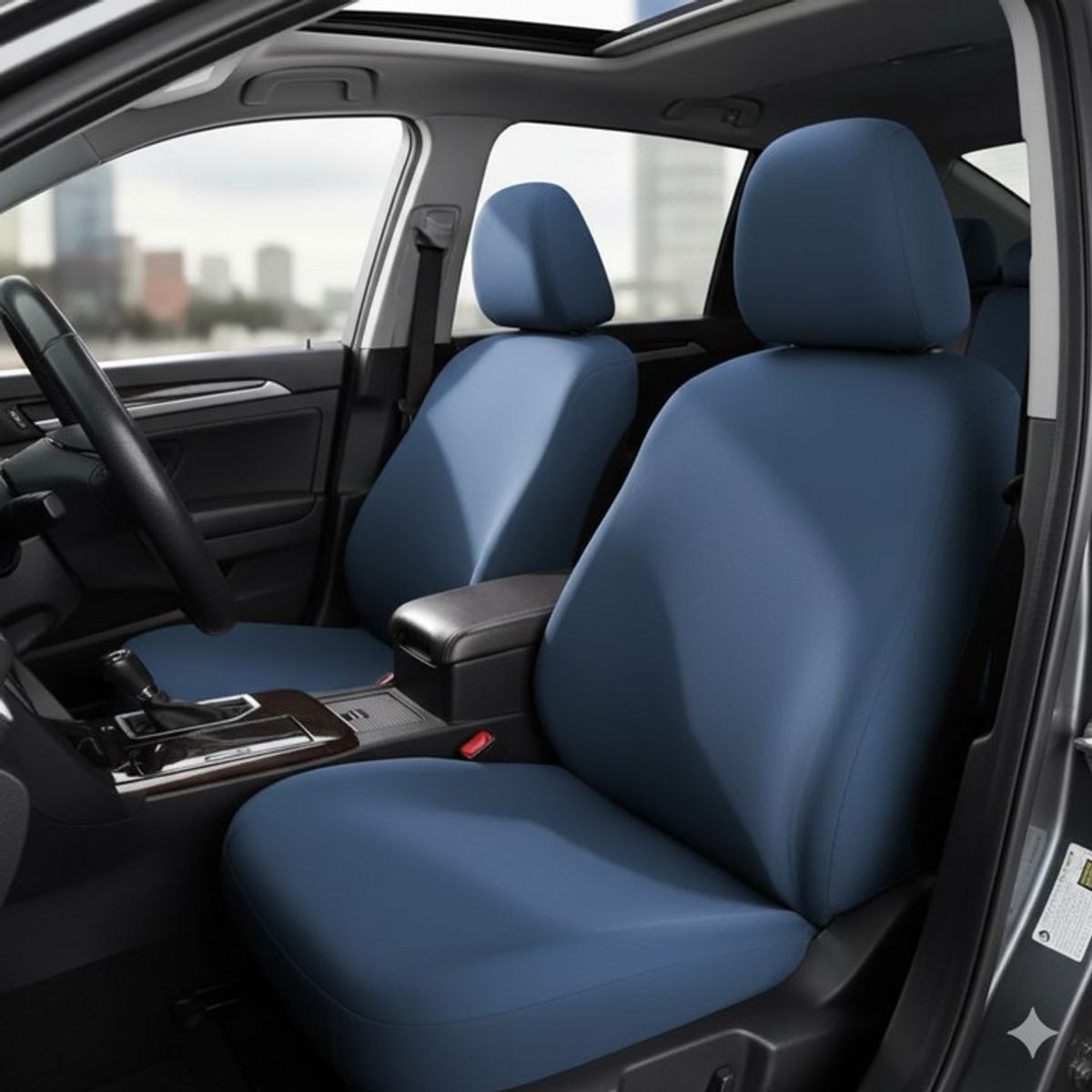 GENERICO - FUNDA PARA ASIENTO DE AUTO TELA LISA TAMAÑO UNIVERSAL UNICOLOR AZUL PETROLEO DN