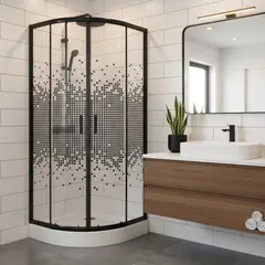 JOYTEK - Shower Curvo Mosaic Negro 80x80x199cm Incluye Receptáculo