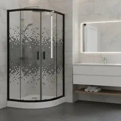 JOYTEK - Shower Curvo Mosaic Negro 90x90x199cm Incluye Receptáculo