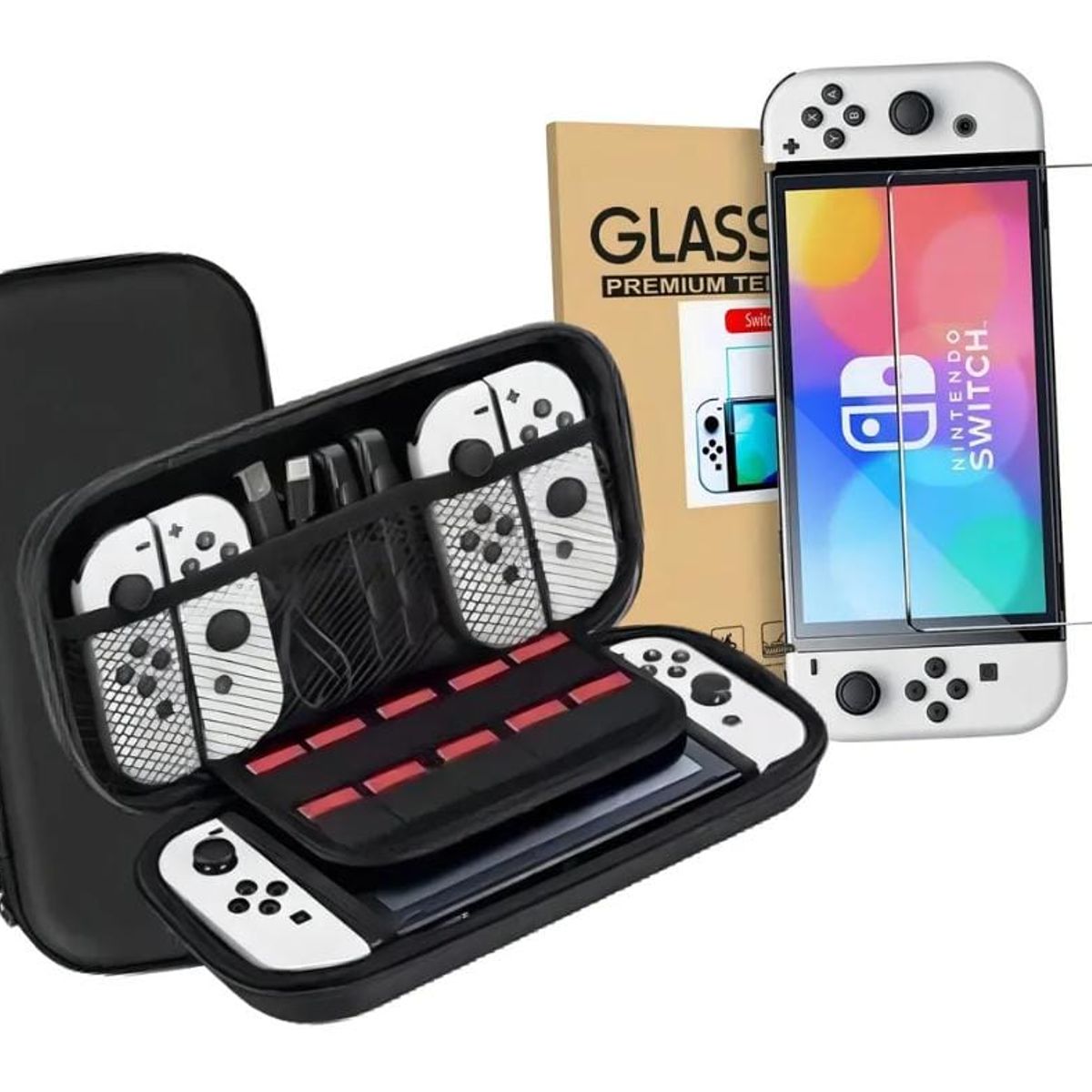 GENERICO - Estuche Protector Duro Y Lamina Mica Nintendo Switch Oled