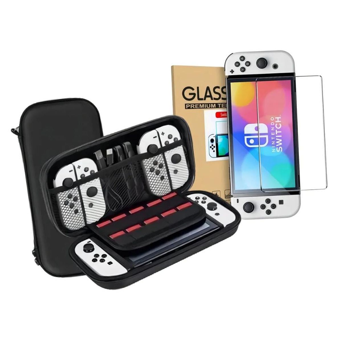 GENERICO - Estuche Protector Duro Y Lamina Mica Nintendo Switch Oled