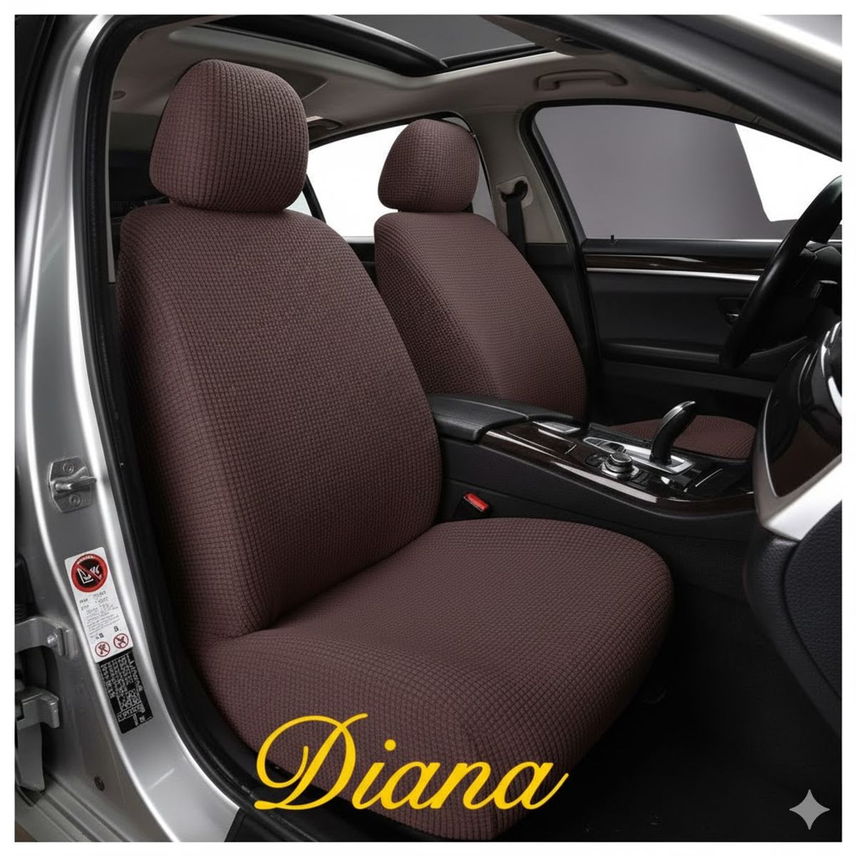 GENERICO - FUNDA PARA ASIENTO DE AUTO TELA CUADRILLE TAMAÑO UNIVERSAL UNICOLOR CAFE OSCURO DN