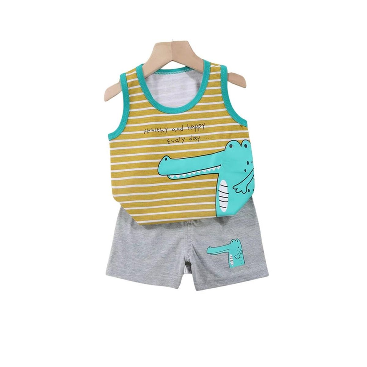 KIVARA - Polera Short Niño Conjunto Algodon Verano Caiman