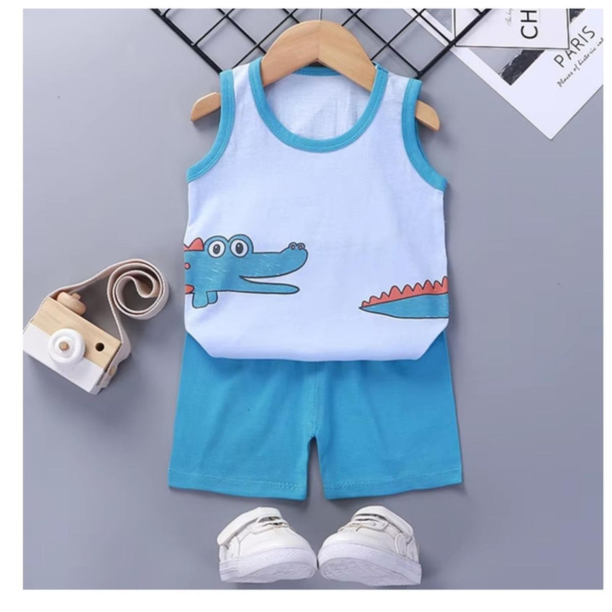 KIVARA - Polera Short Niño Conjunto Algodon Verano Cocodrilo