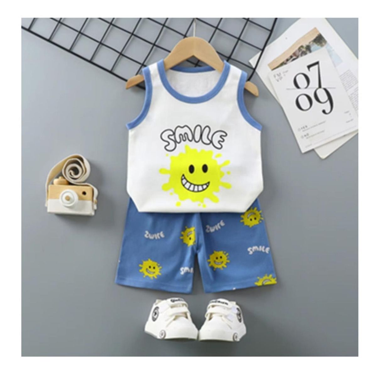 KIVARA - Polera Short Niño Conjunto Algodon Verano Smile