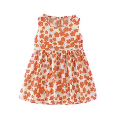 KIVARA - Vestido Niña Sin Mangas Algodon Verano Estampado Amapolas