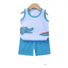 KIVARA - Polera Short Niño Conjunto Algodon Verano Cocodrilo