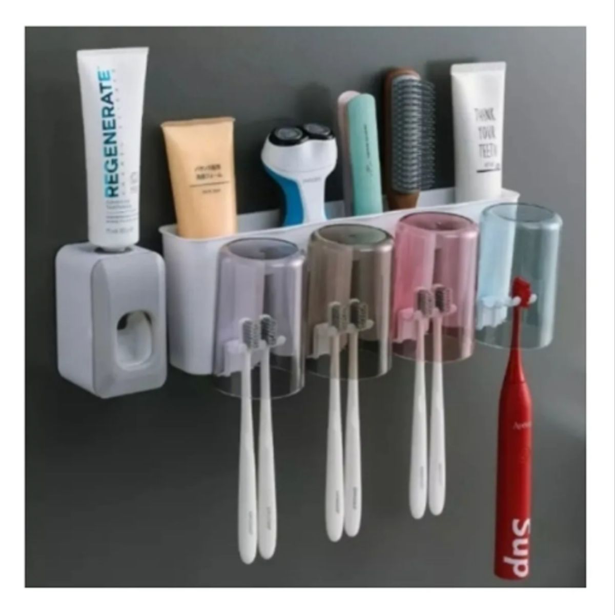 GENERICO - Porta Cepillo De Dientes Y Dispensador De Crema Dental