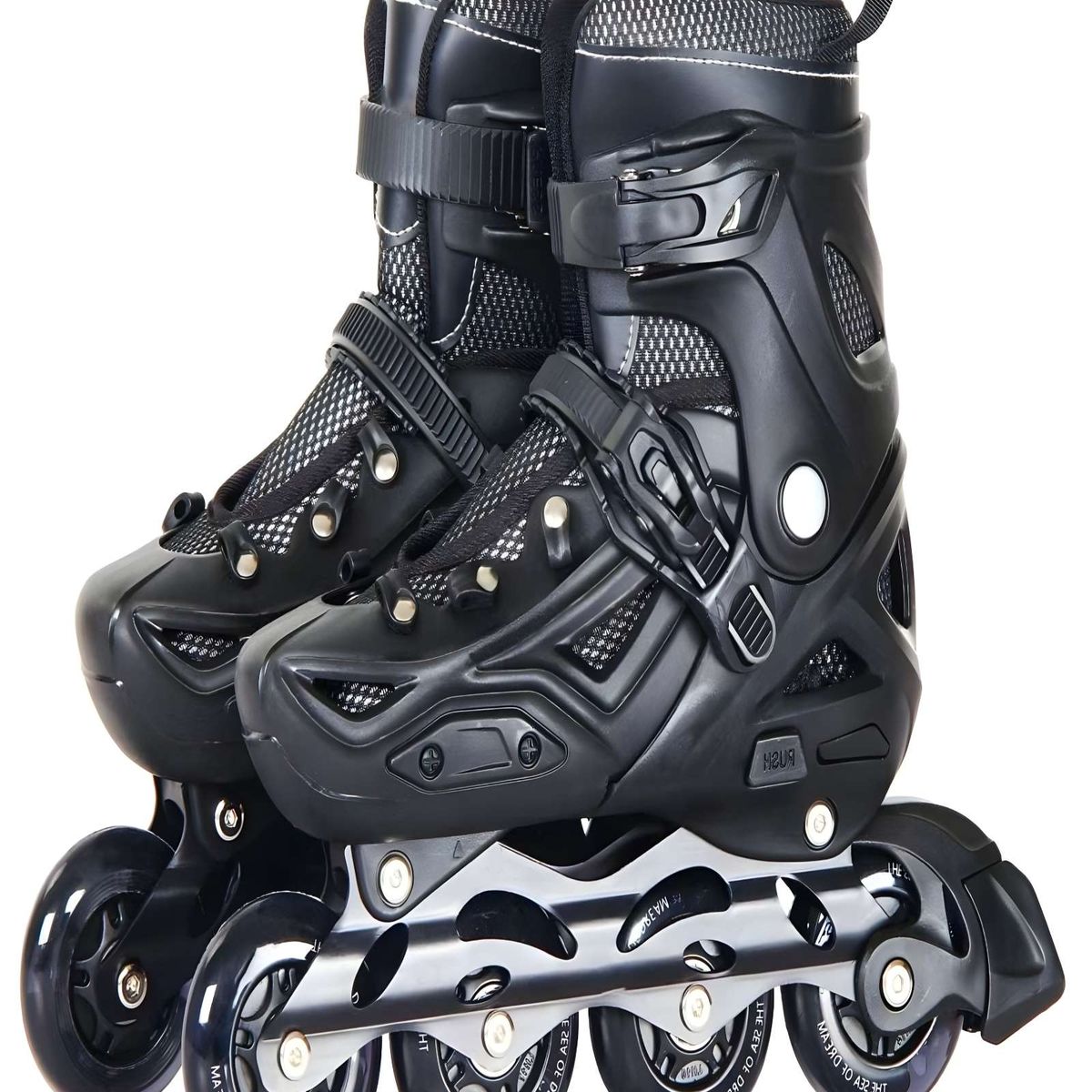 GENERICO - PATIN LINEAL CON LUCES Y KIT TALLA S 31-34 NEGRO