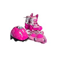 PATIN LINEAL CON LUCES Y KIT TALLA S 31-34 ROSADO