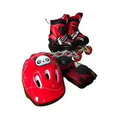 GENERICO - PATIN LINEAL CON LUCES Y KIT TALLA S 31-34 ROJO