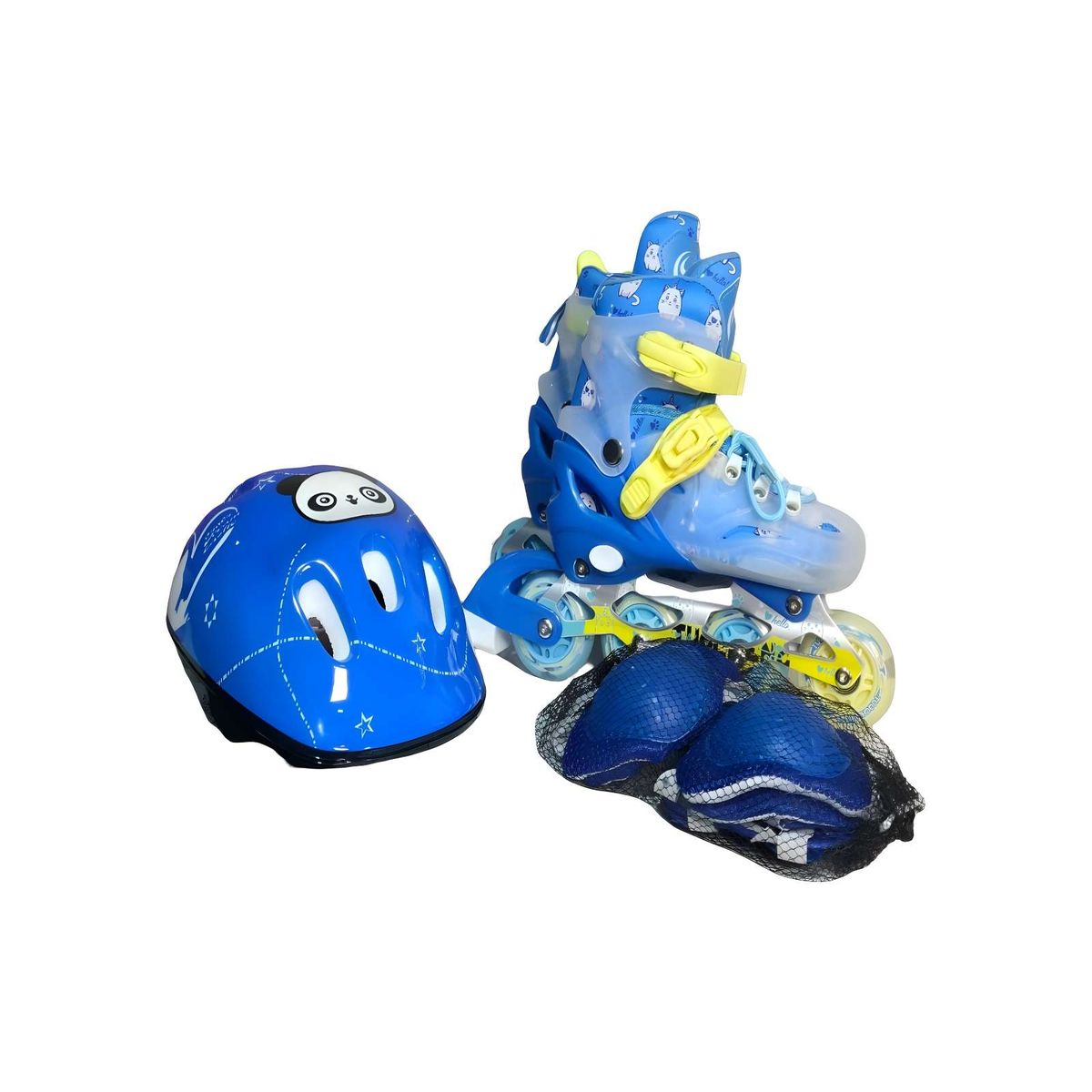 GENERICO - PATIN LINEAL CON LUCES Y KIT TALLA S 31-34 AZUL CLARO