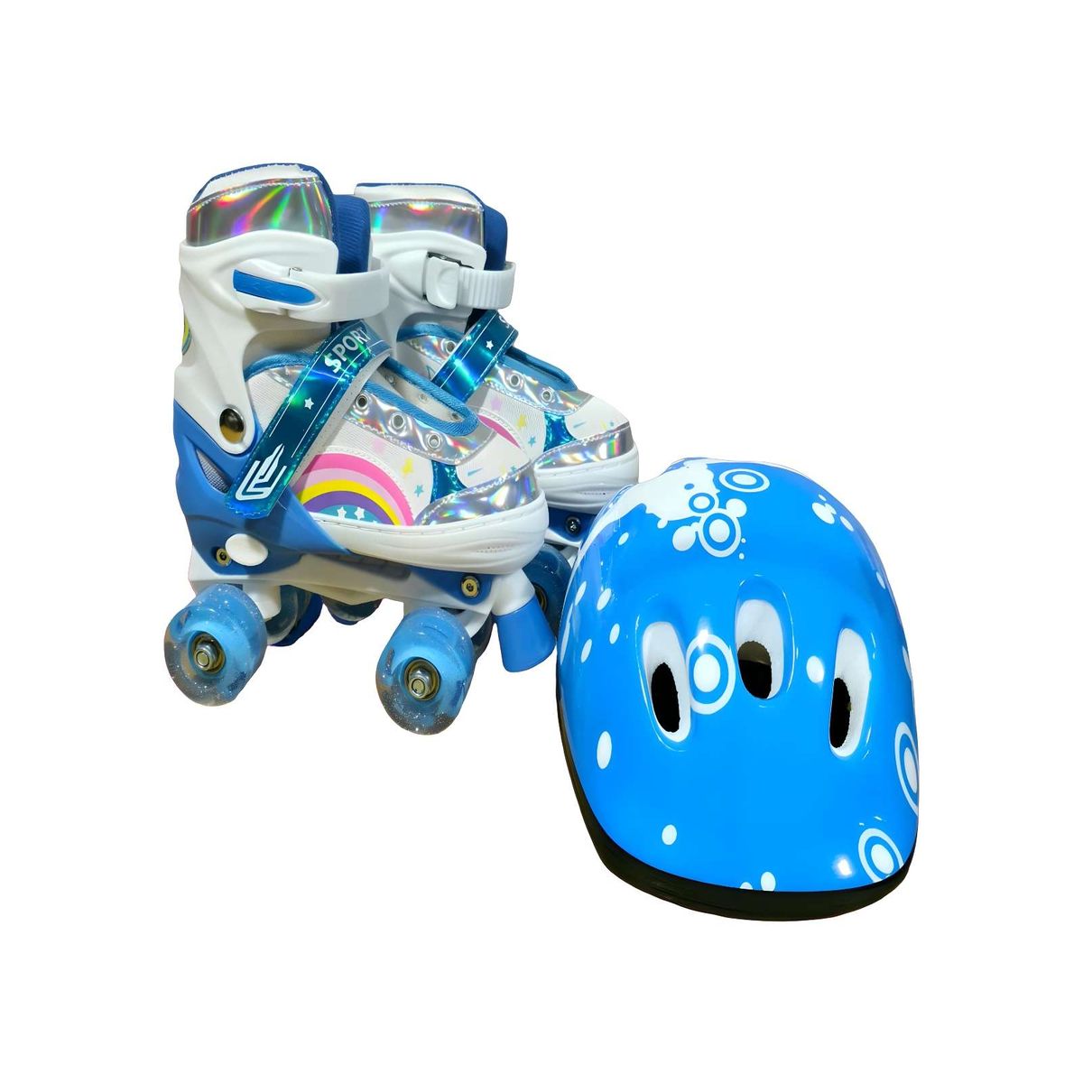 GENERICO - PATIN 4 RUEDAS CON LUCES Y KIT TALLA M 35-38 MUILTICOLOR1