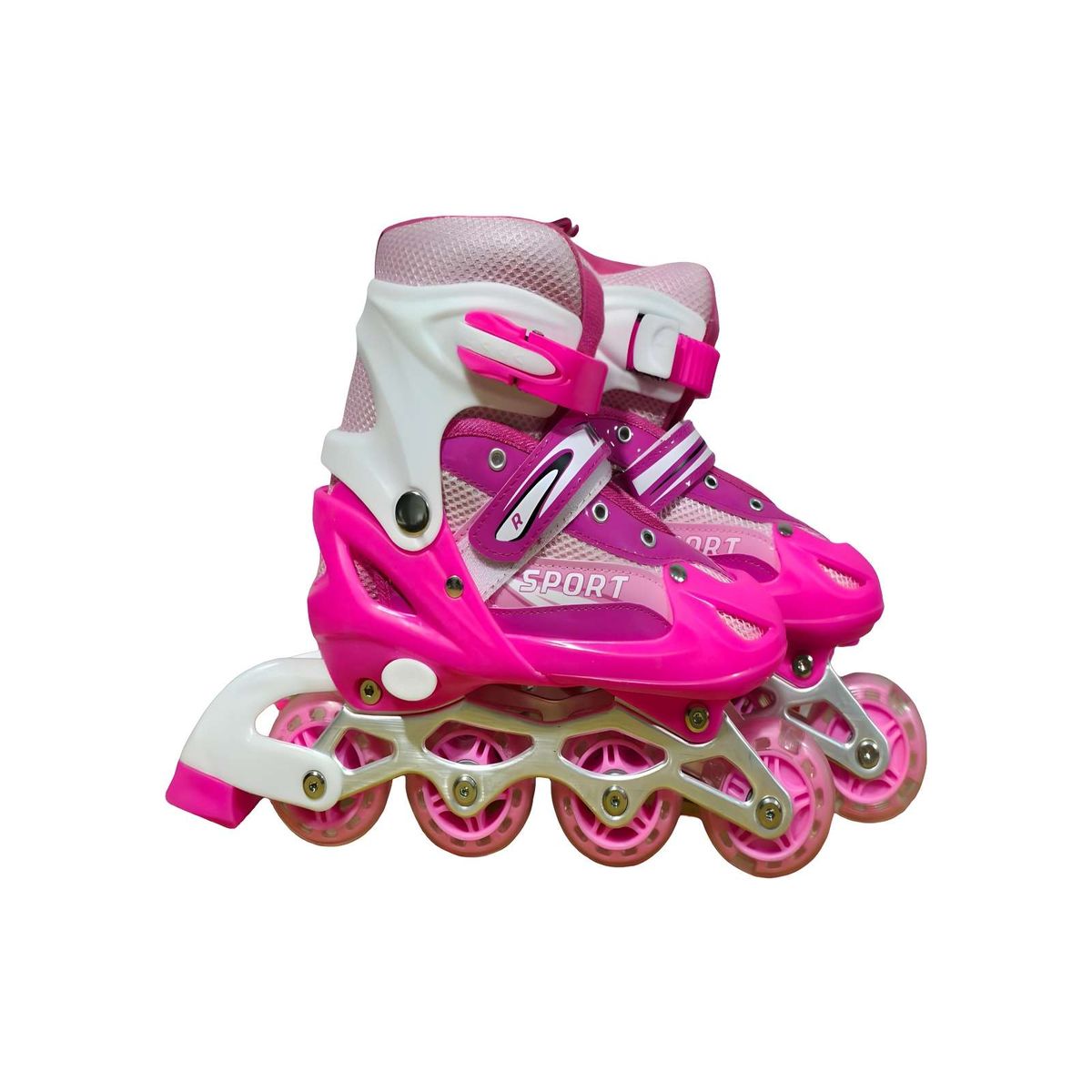 GENERICO - PATIN LINEAL CON LUCES Y KIT TALLA M 35-38 ROSADO