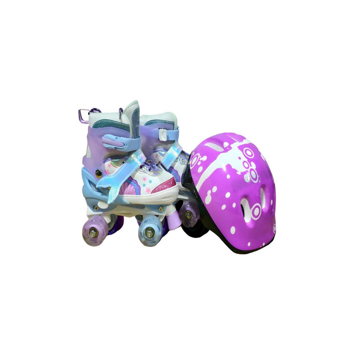 GENERICO - PATIN 4 RUEDAS CON LUCES Y KIT TALLA M 35-38 MUILTICOLOR2