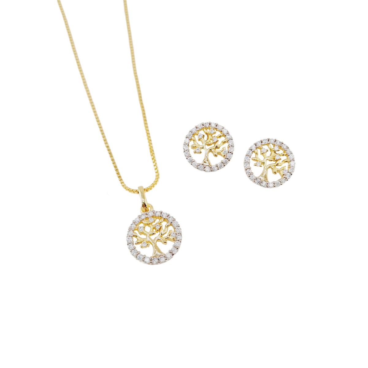 JOYAS MONTERO - Conjunto Arbol de la Vida Gold Baño Oro 24K Micro Circones