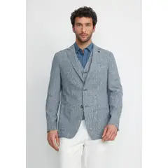 TRIAL - Chaqueta Hombre Lino Algodón Caden Azul Marino