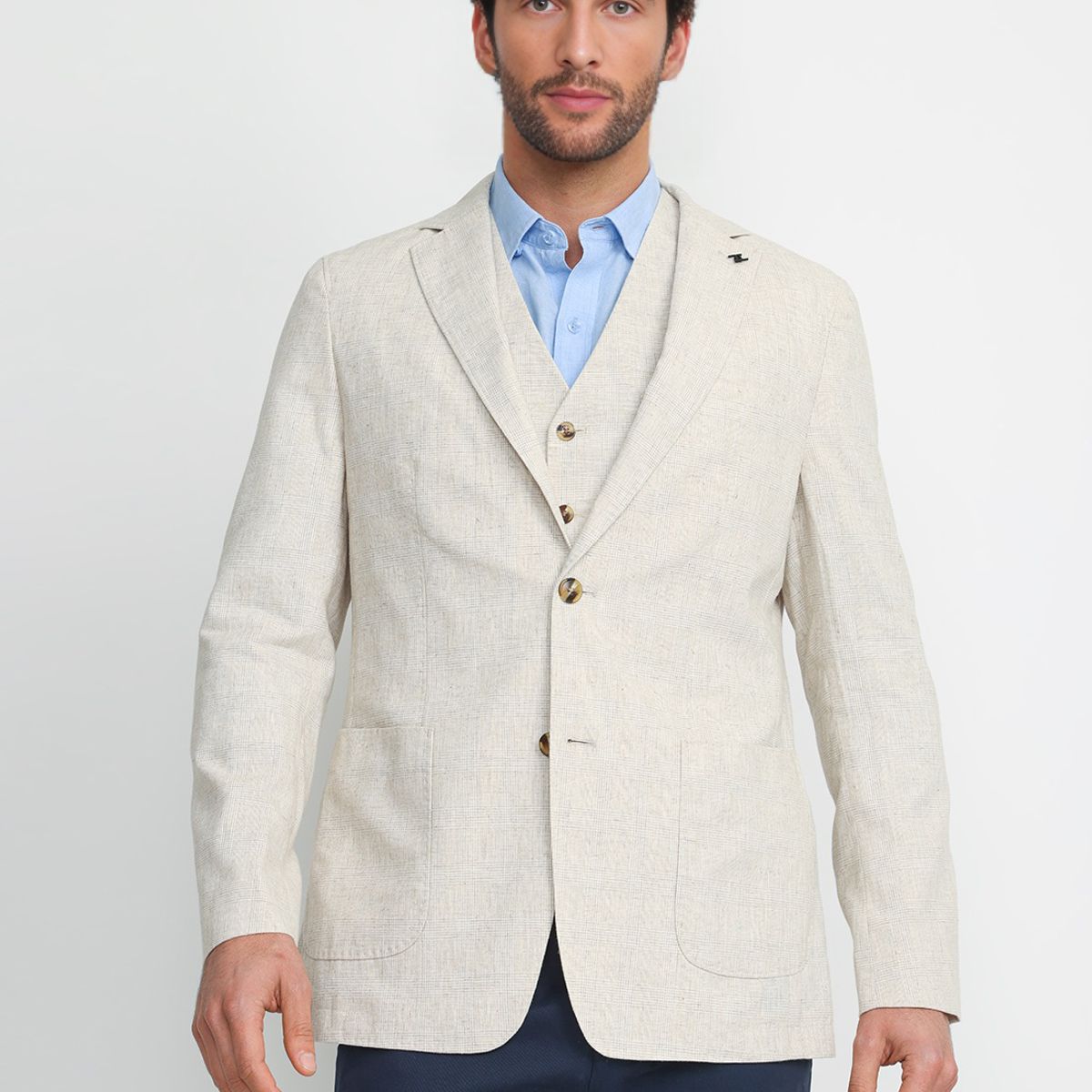 TRIAL - Chaqueta Hombre Lino Algodón Caden Beige