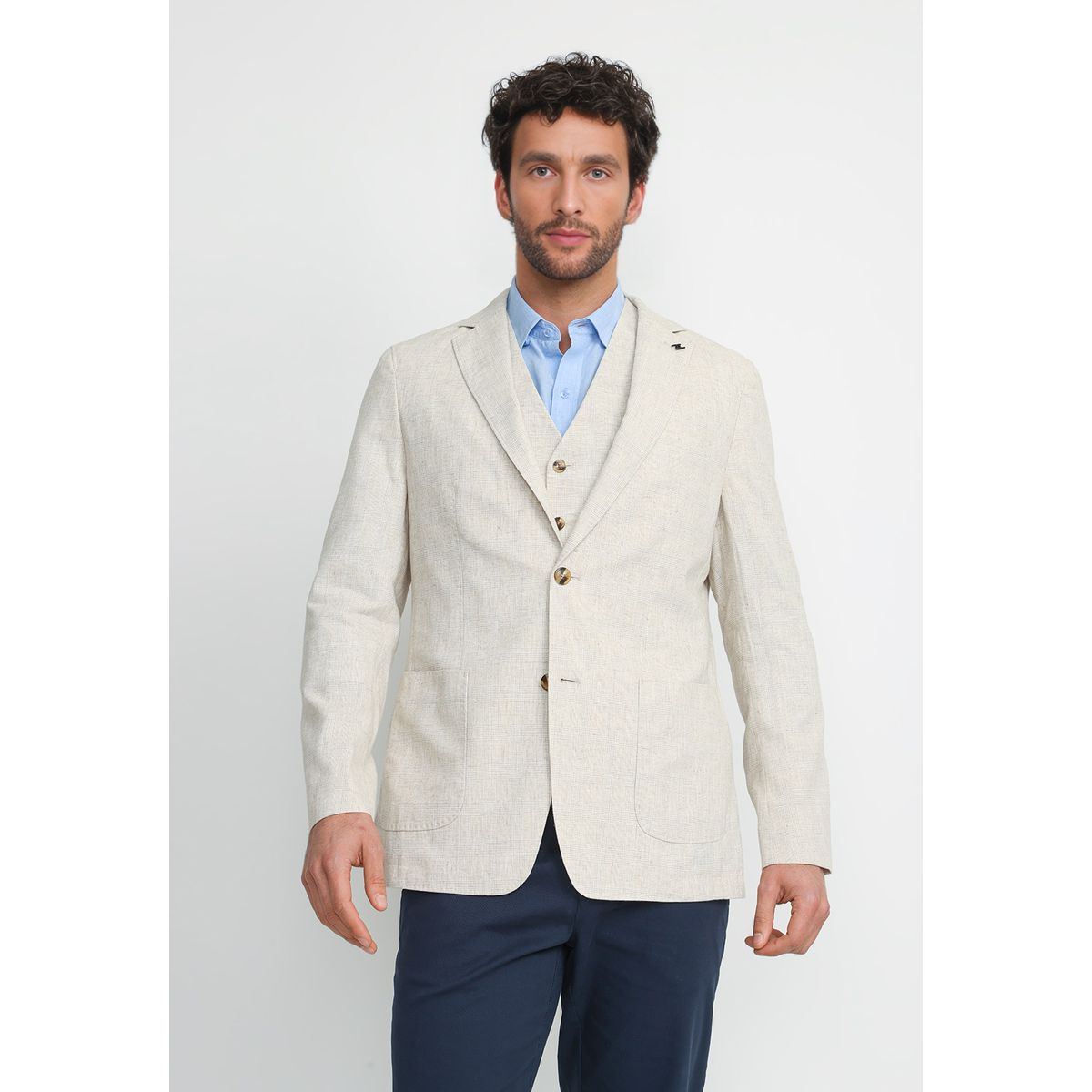 TRIAL - Chaqueta Hombre Lino Algodón Caden Beige