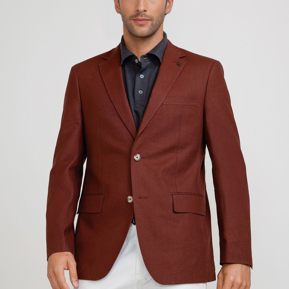 TRIAL - Chaqueta Hombre Lino Cesar Burdeo