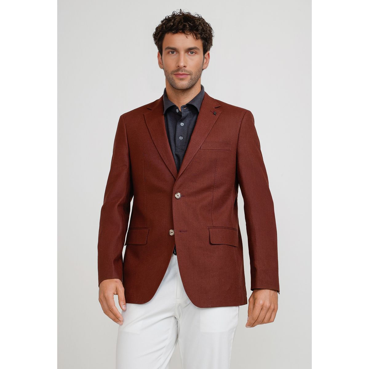 TRIAL - Chaqueta Hombre Lino Cesar Burdeo