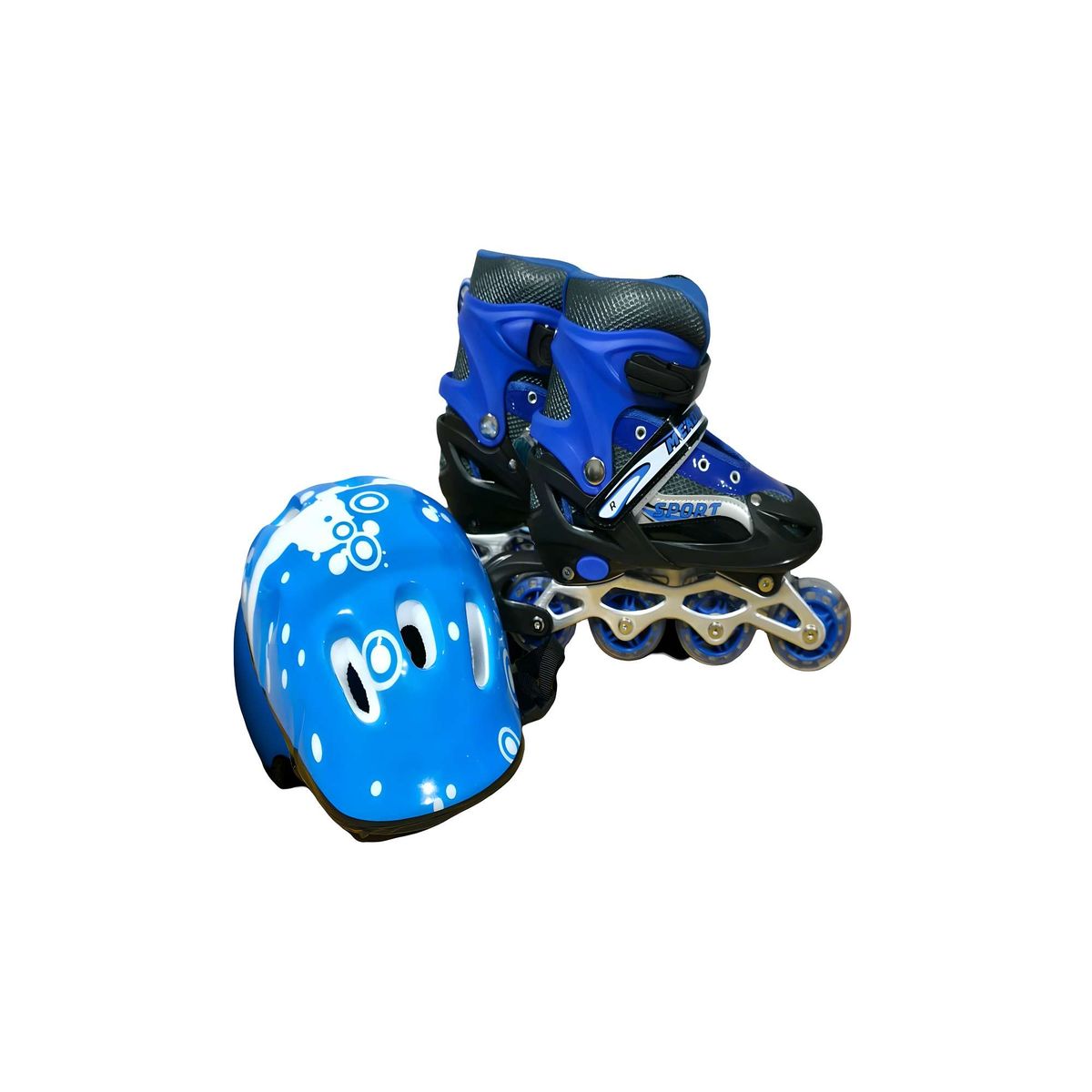 GENERICO - PATIN LINEAL CON LUCES MAS KIT TALLA M 35-38 AZUL OSCURO