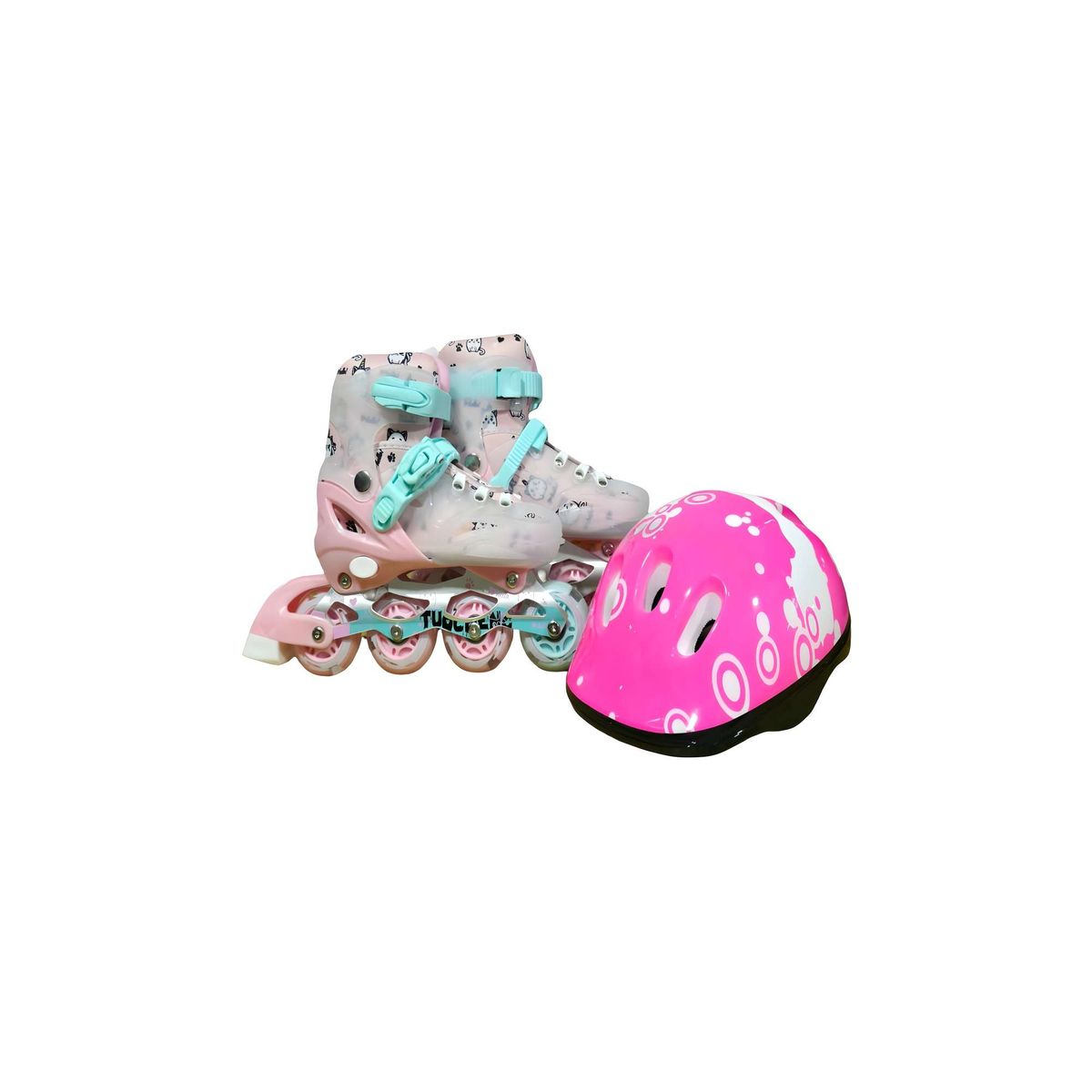 GENERICO - PATIN LINEAL CON LUCES MAS KIT TALLA M 35-38 ROSA2