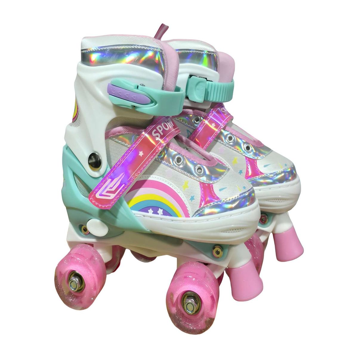 GENERICO - PATIN 4 RUEDAS CON LUCES MAS KIT TALLA M 35-38 BLANCO