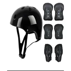 GENERICO - KIT DE PROTECCIÓN INFANTIL PARA PATINES NEGRO