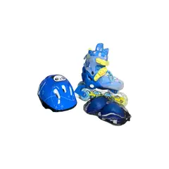 GENERICO - PATIN LINEAL CON LUCES MAS KIT COMPLETO TALLA S 31-34 AZUL CLARO