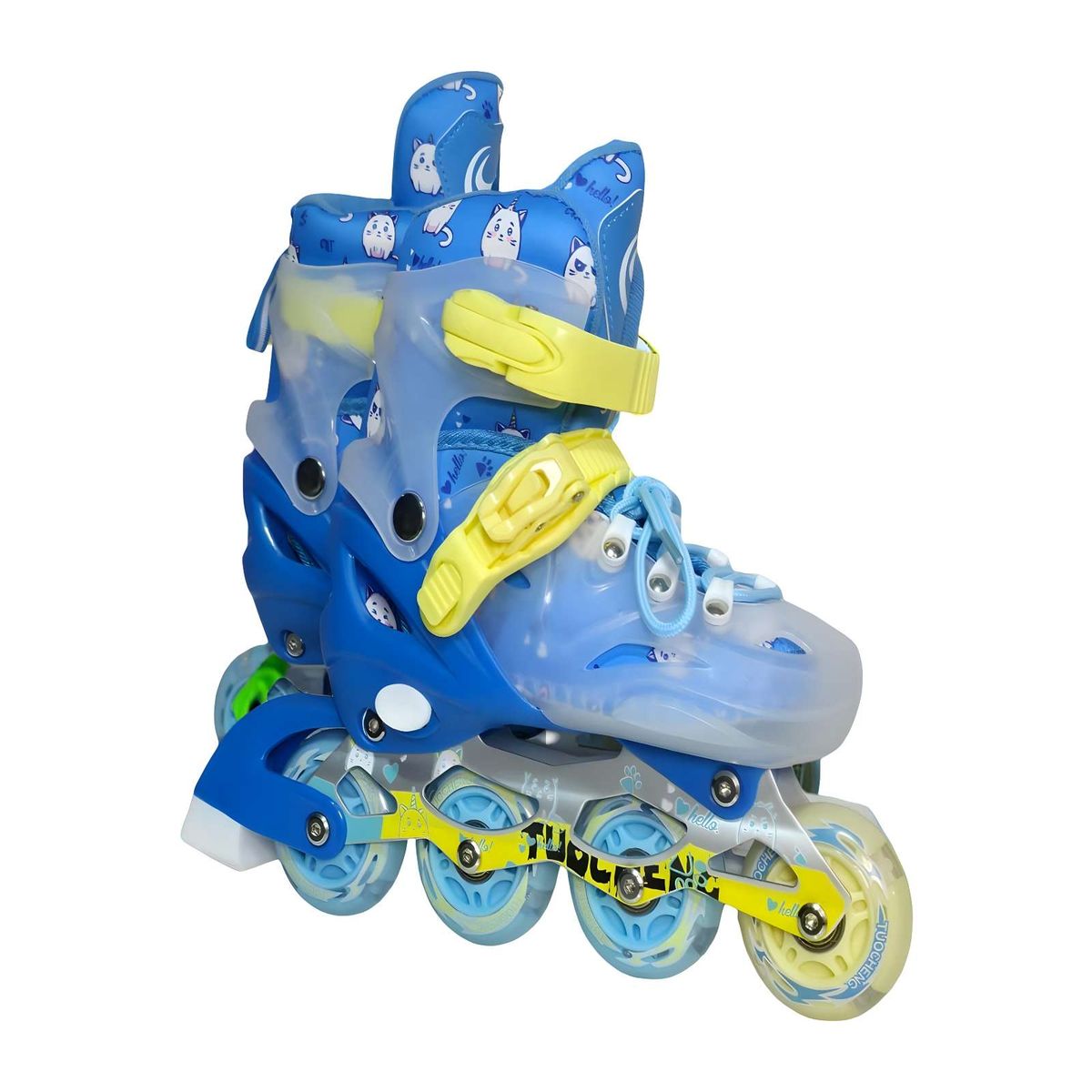 GENERICO - PATIN LINEAL CON LUCES MAS KIT COMPLETO TALLA S 31-34 AZUL CLARO