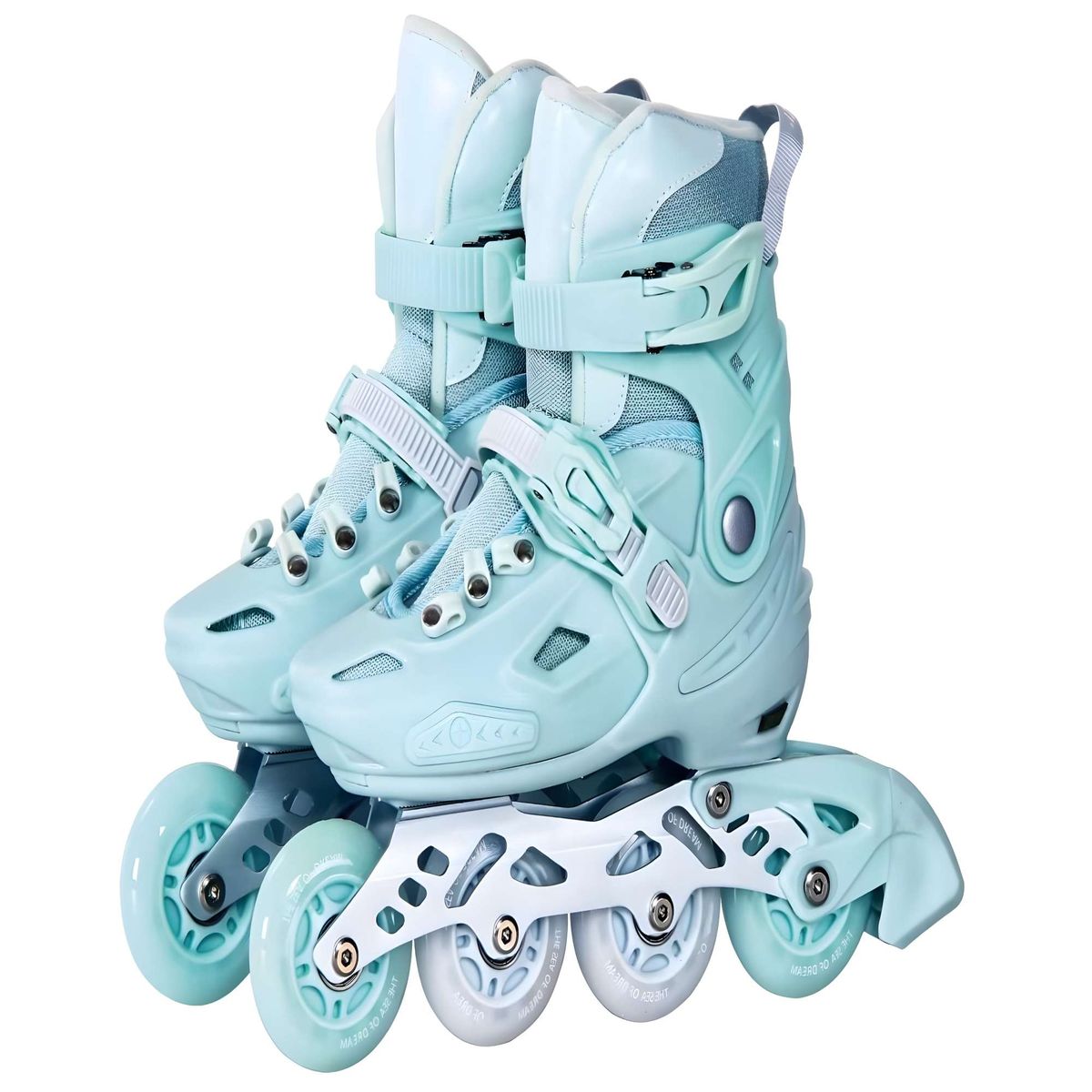 GENERICO - PATIN LINEAL CON LUCES MAS KIT COMPLETO TALLA M 33-35 CELESTE