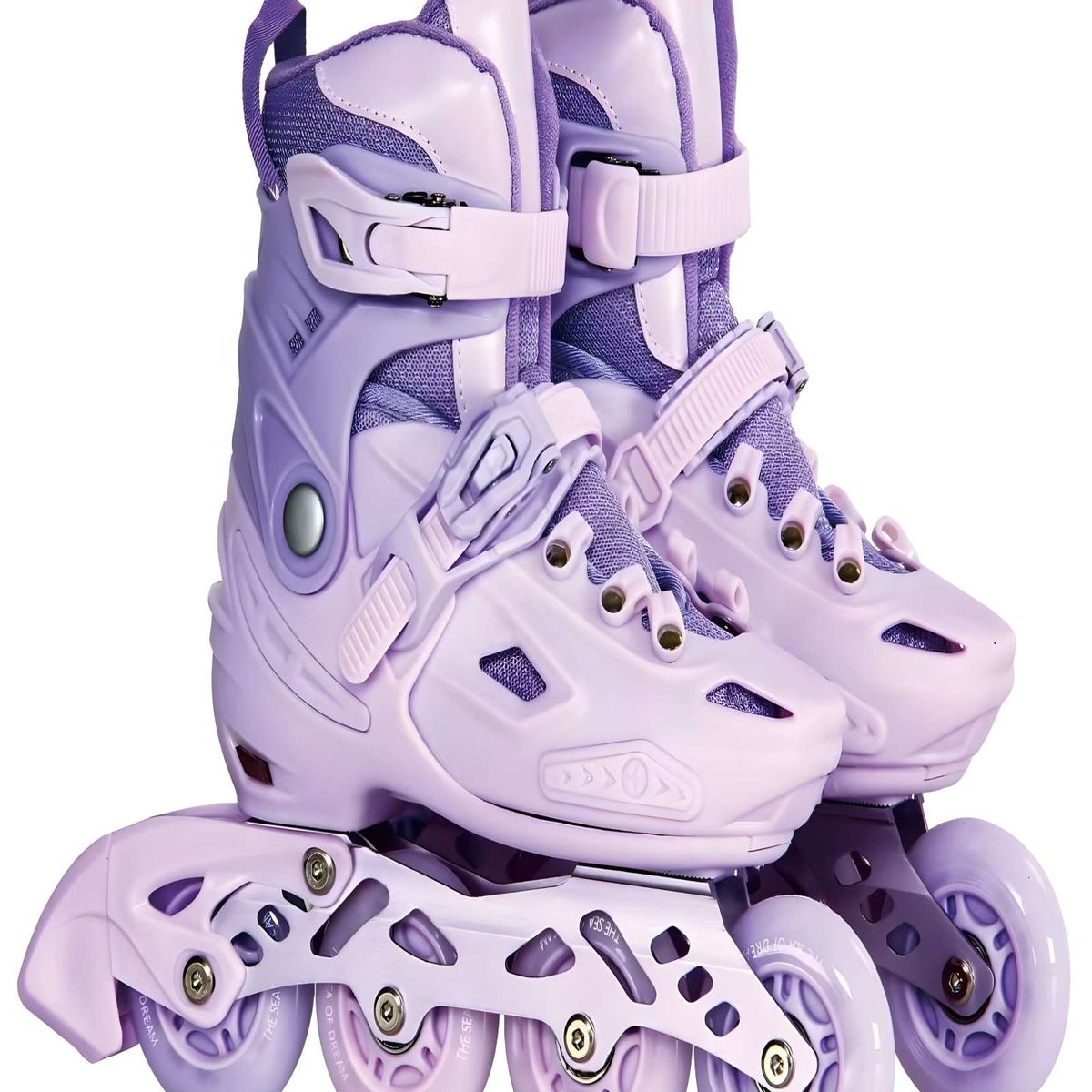 GENERICO - PATIN LINEAL CON LUCES MAS KIT COMPLETO TALLA M 33-35 LILA1