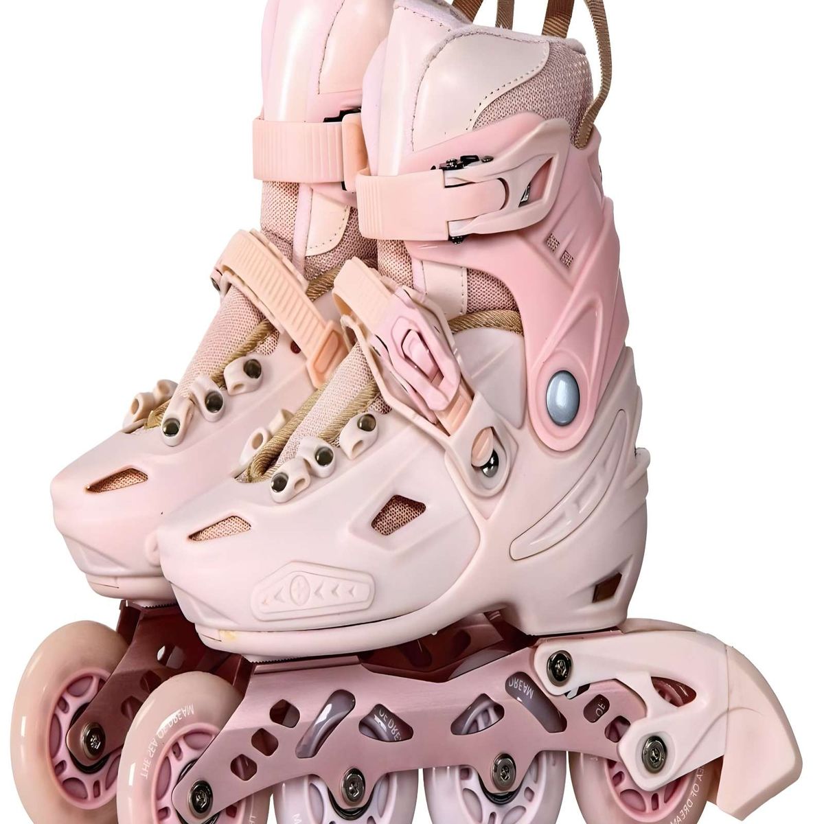 GENERICO - PATIN LINEAL CON LUCES MAS KIT COMPLETO TALLA M 33-35 ROSA1