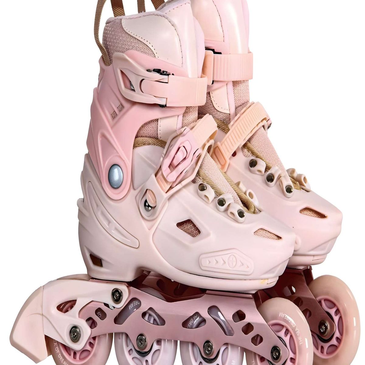 GENERICO - PATIN LINEAL CON LUCES MAS KIT COMPLETO TALLA M 33-35 ROSA1