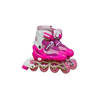 PATIN LINEAL CON LUCES MAS KIT COMPLETO TALLA M 35-38 ROSADO