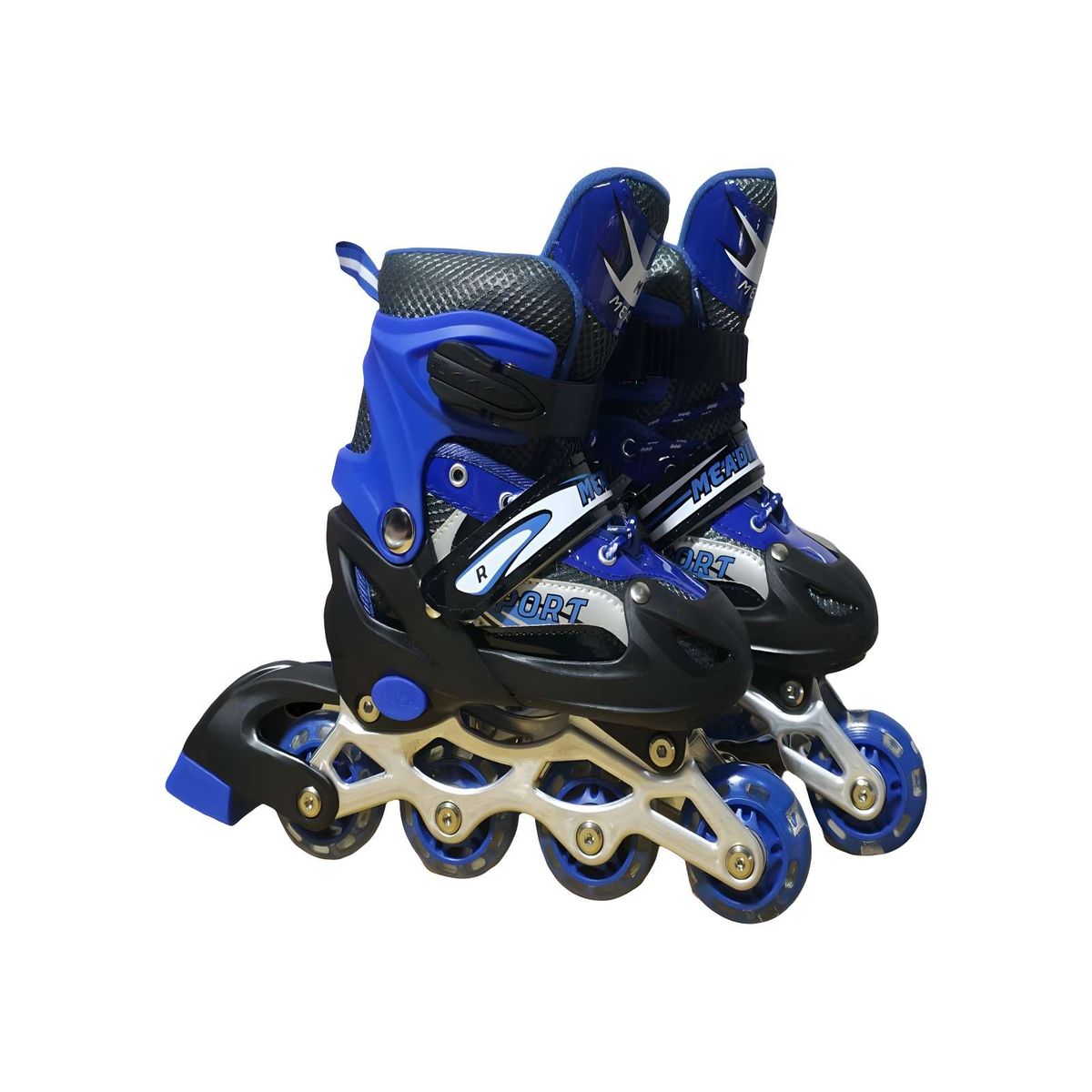 GENERICO - PATIN LINEAL CON LUCES MAS KIT COMPLETO TALLA M 35-38 AZUL OSCURO