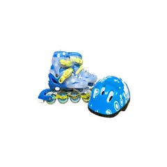 GENERICO - PATIN LINEAL CON LUCES MAS KIT COMPLETO TALLA M 35-38 AZUL CLARO