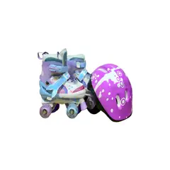 GENERICO - PATIN 4 RUEDAS CON LUCES MAS KIT COMPLETO TALLA M 35-38 MUILTICOLOR2