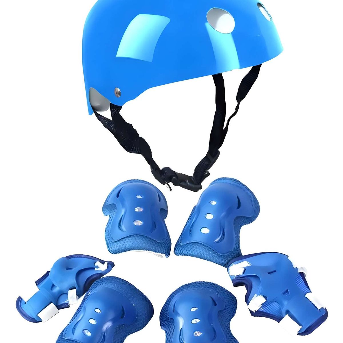 GENERICO - SET DE SEGURIDAD PARA PATINES INFANTIL COMPLETOS AZUL