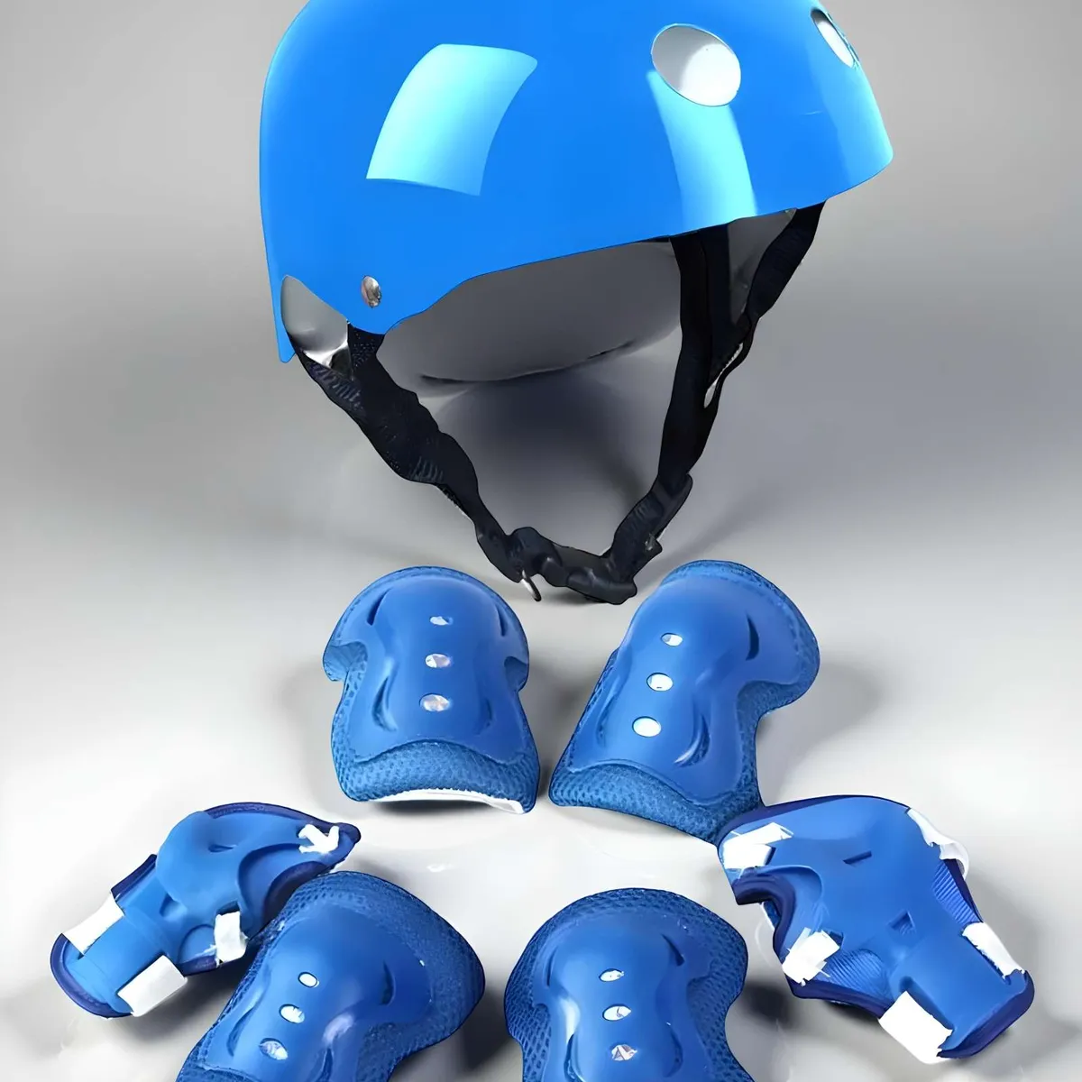 GENERICO - SET DE SEGURIDAD PARA PATINES INFANTIL COMPLETOS AZUL