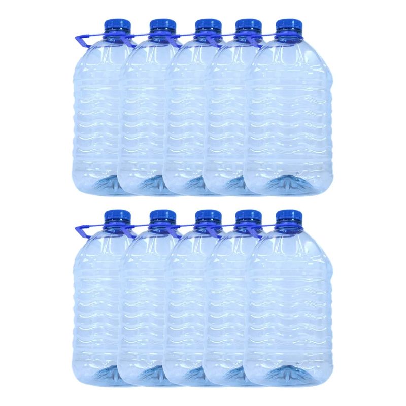 GENERICO - Bidón Pet Desechable De 10 Litros Con Tapa Y Manilla 10 Un