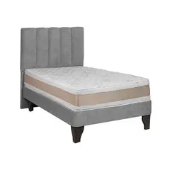 GENERICO - Cama plaza y media gris + Colchon 1.5 plazas gris